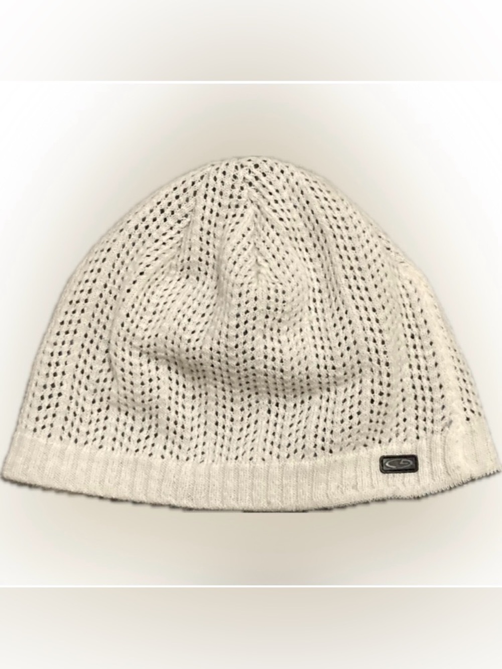 Champion Cream Open-Knit Mesh Skull Cap Beanie. ,